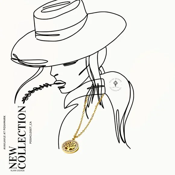 Stainless Steel Tree Shape Pendant, Rhinestones - Picture 2 of 2